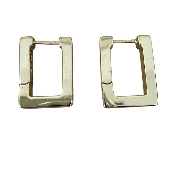 14k Gold Plated 925 Sterling Silver Rectangular Hoop Earrings - Picture 3 of 4